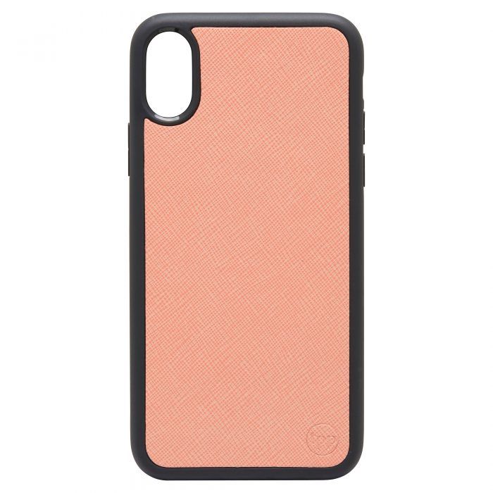 iPhone X/XS Saffiano Leather Case - Peach