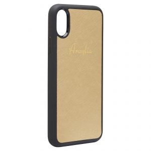 iPhone X/XS Saffiano Leather Case - Gold