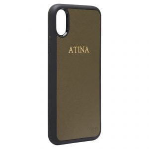 iPhone X/XS Saffiano Leather Case - Gold