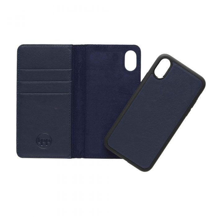 iPhone X/XS Leather Wallet Case- Blue