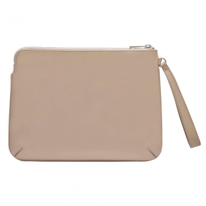 Personalised Leather Pouch Medium - Taupe