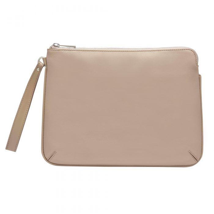 Personalised Leather Pouch Medium - Taupe