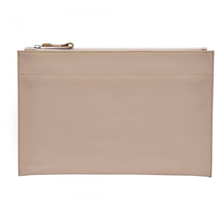 Personalised Leather Pouch Large - Taupe