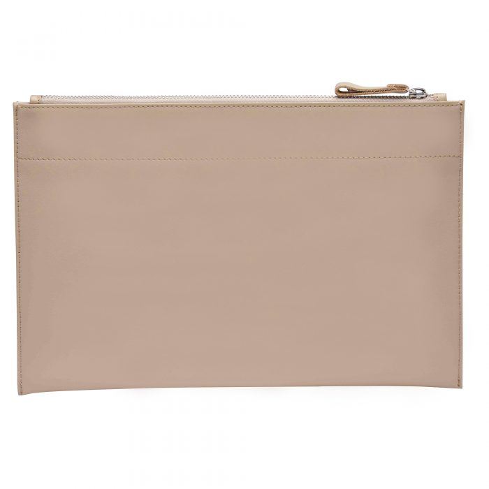 Personalised Leather Pouch Large - Taupe