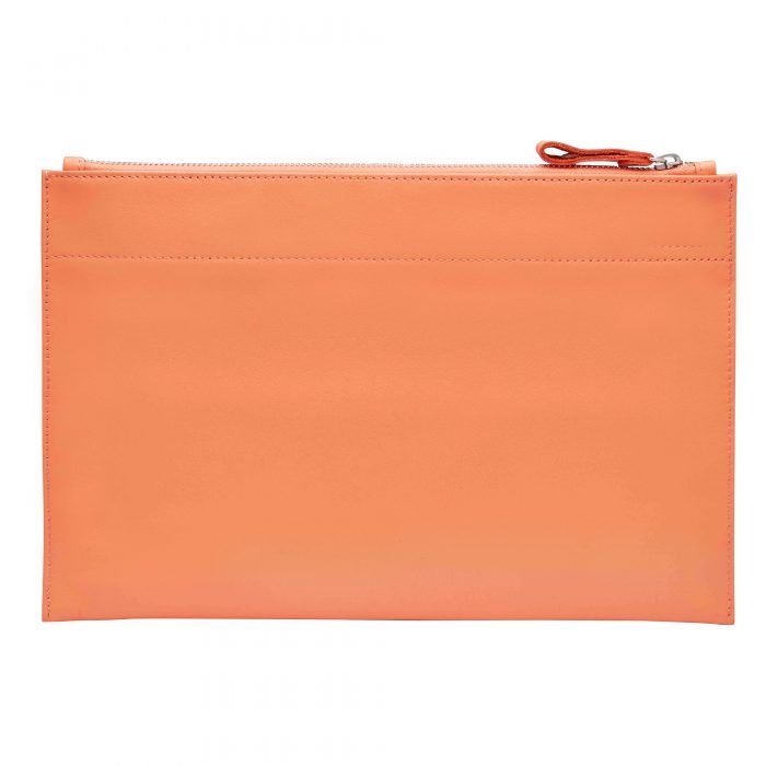 Personalised Leather Pouch Large - Orange