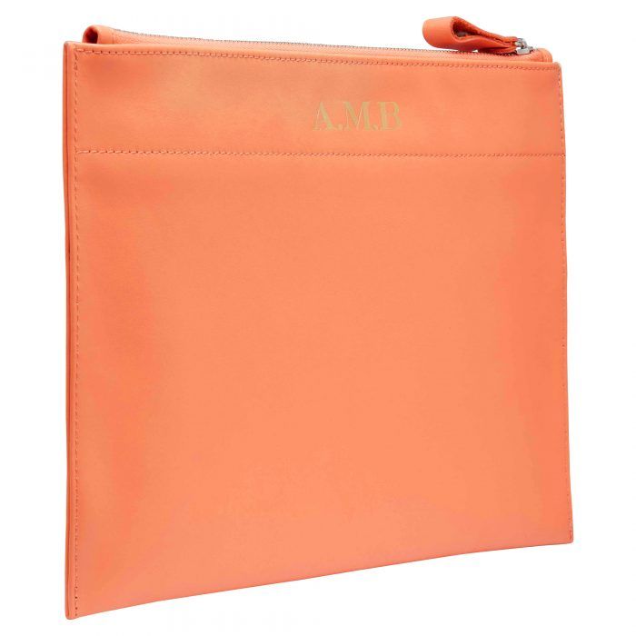 Personalised Leather Pouch Large - Orange