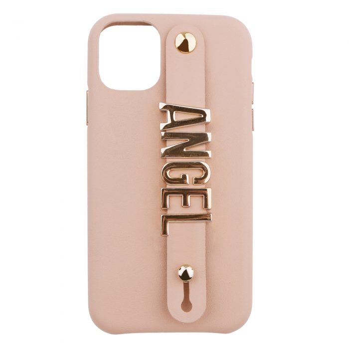 iPhone 11 Letter Strap Case- Nude