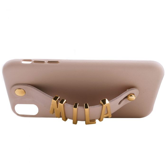 iPhone XS Max Letter Strap Case- Nude