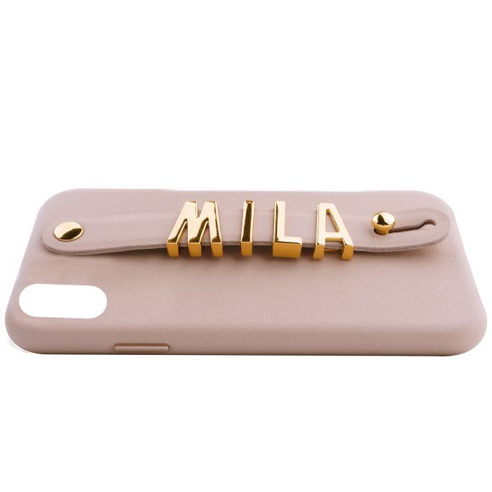 iPhone XR Letter Strap Case- Nude