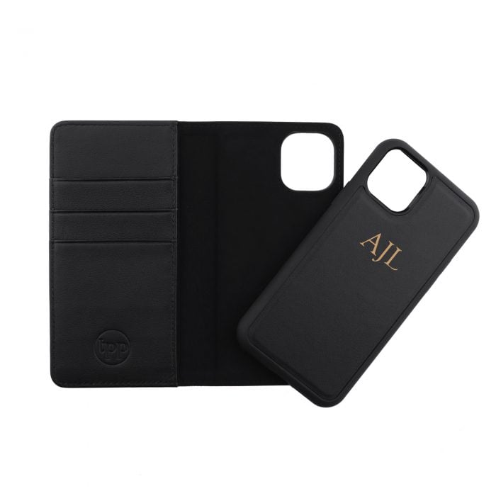 iPhone 11 Leather Wallet Case- Black