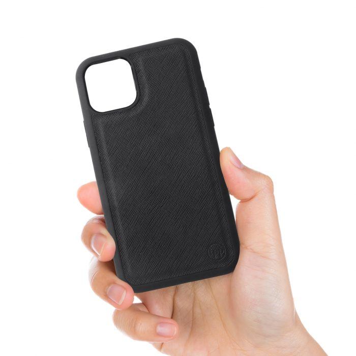 iPhone 11 Pro Saffiano Leather Case - Black