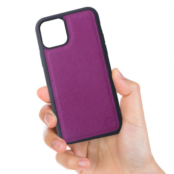 iPhone 11 Saffiano Leather Case - Purple