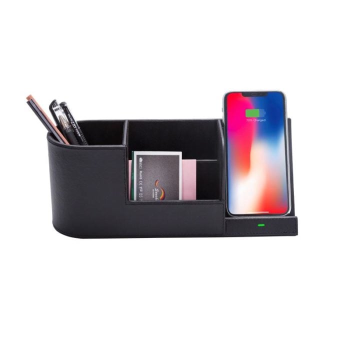 Wireless Charging Desk Organiser Stand- Black