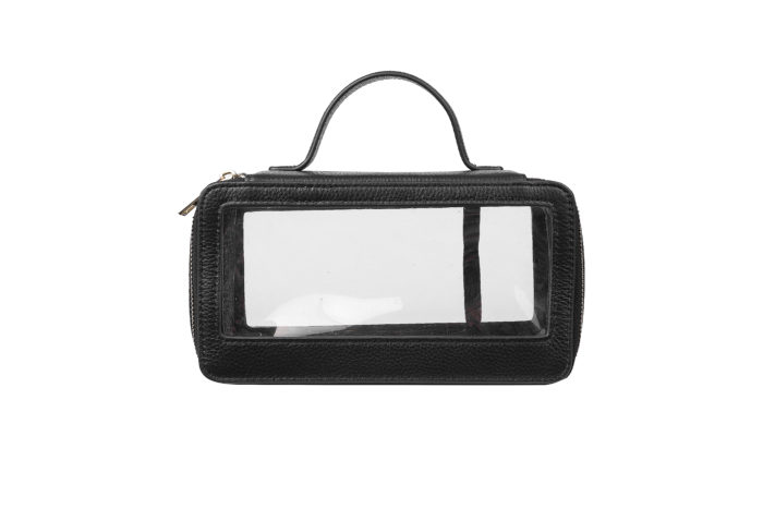 Clear Travel Case with handle- Black