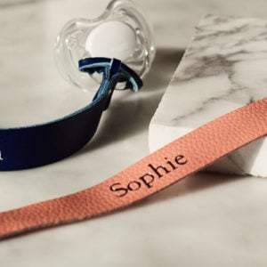 Leather Dummy Baby Strap- Blue