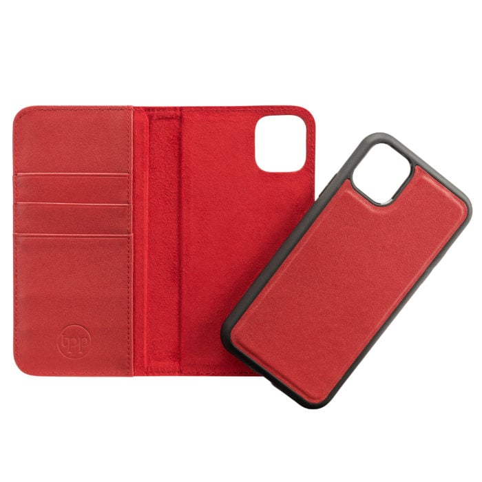 iPhone 11 Leather Wallet Case- Red