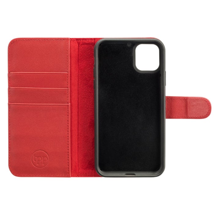 iPhone 11 Leather Wallet Case- Red