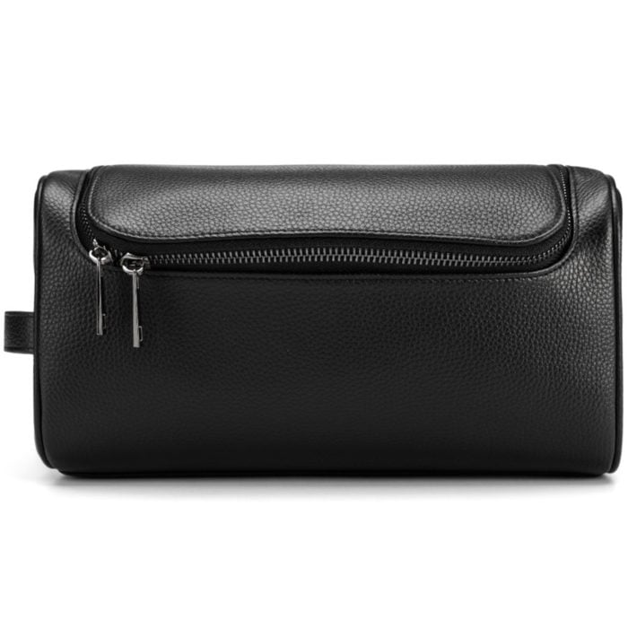 Top Zip Wash Bag- Black (Gun Metal Hardware)