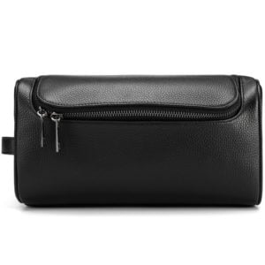 Top Zip Wash Bag- Black (Gun Metal Hardware)