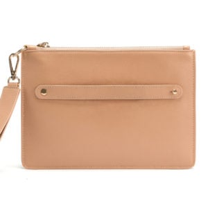 Classic Pouch with Letter Strap- Nude