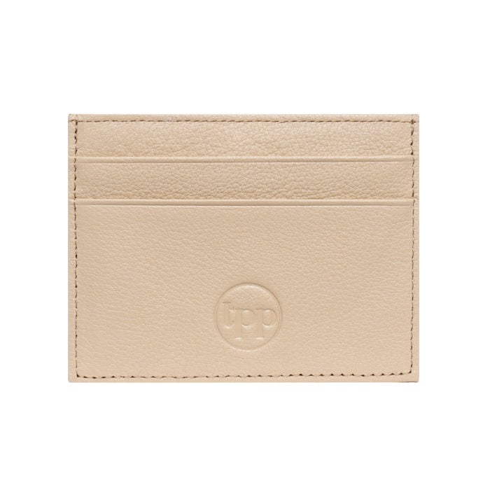 Slim Card Holder- Grained Leather Nude