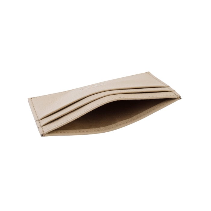 Slim Card Holder- Grained Leather Nude