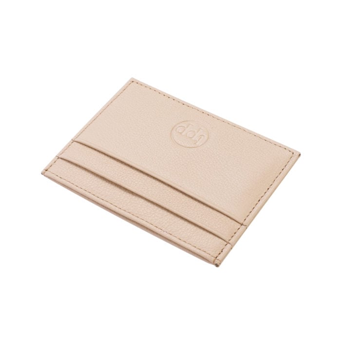 Slim Card Holder- Grained Leather Nude