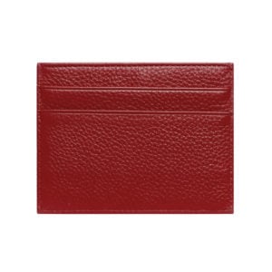 Slim Card Holder- Grained Leather Red