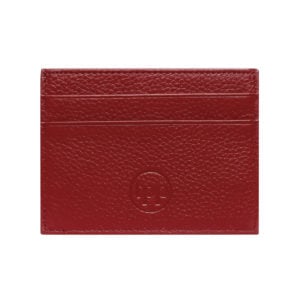 Slim Card Holder- Grained Leather Red