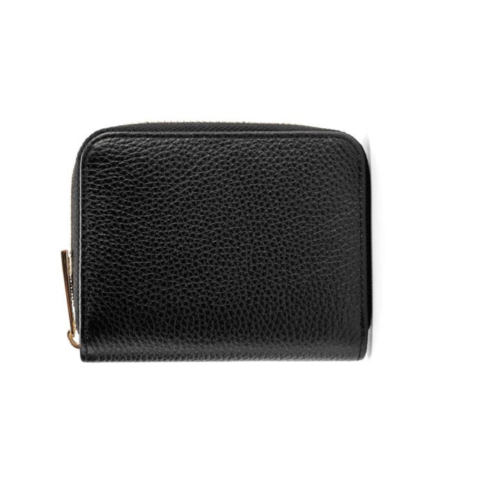 Compact Zip Wallet- Black