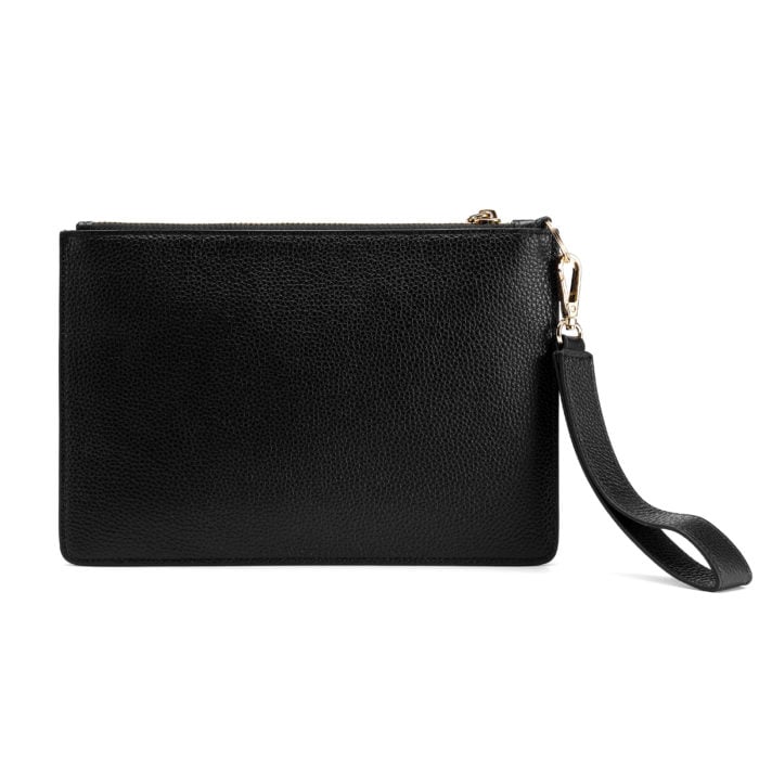 Classic Pouch with Letter Strap- Black