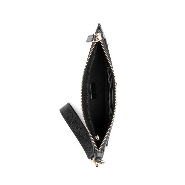 Classic Pouch with Letter Strap- Black