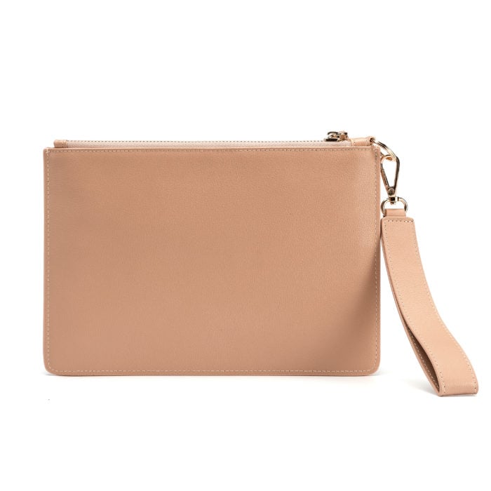 Classic Pouch with Letter Strap- Nude