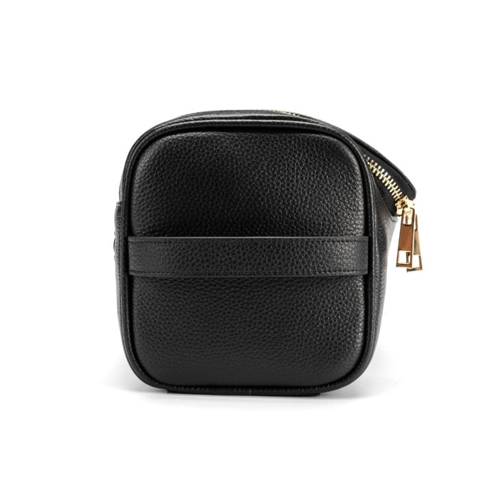 Top Zip Wash Bag- Black (Gold Hardware)