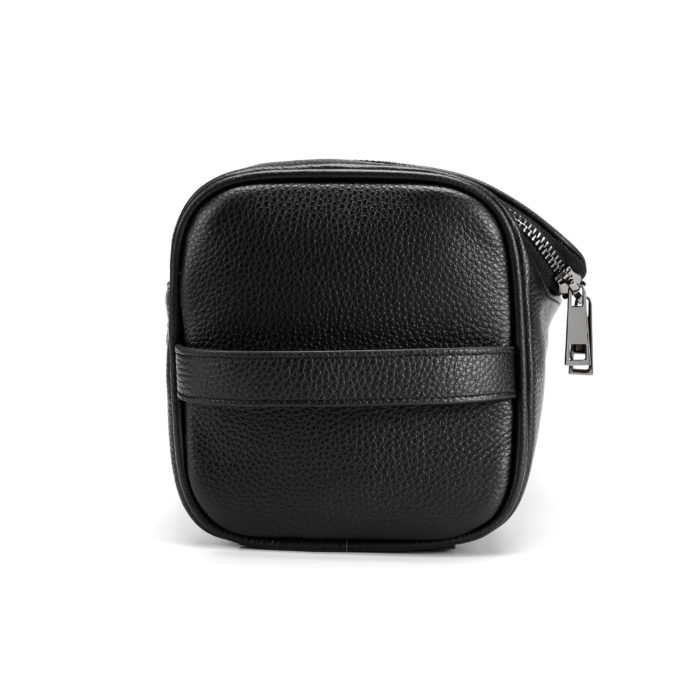 Top Zip Wash Bag- Black (Gun Metal Hardware)