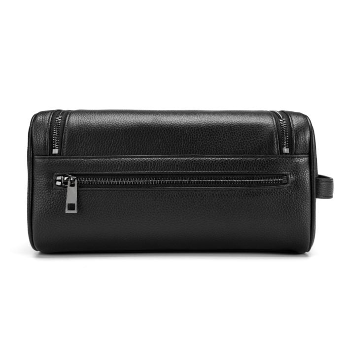 Top Zip Wash Bag- Black (Gun Metal Hardware)