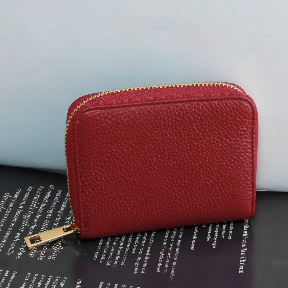 Small Zip Around Wallet in MEDIUM RED