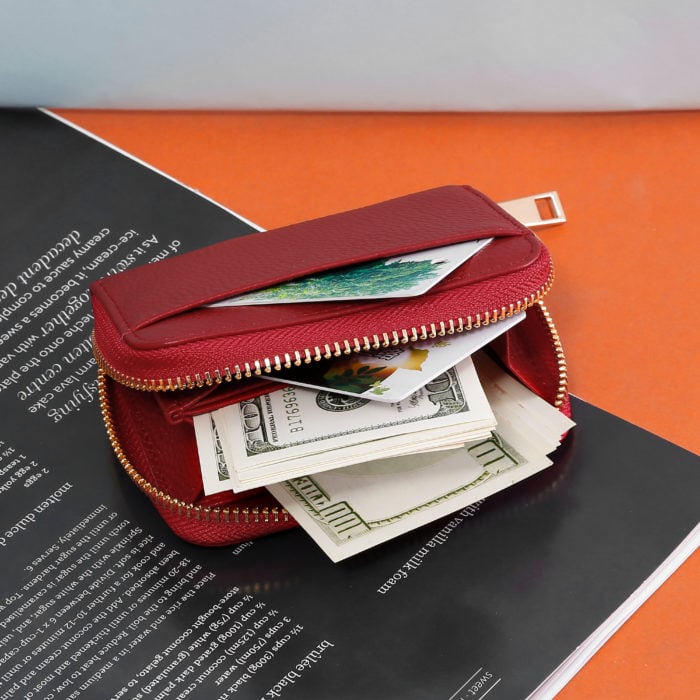 Compact Zip Wallet- Red