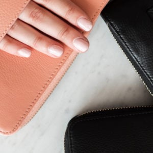 Slim Card Holder- Grained Leather Blush Nude