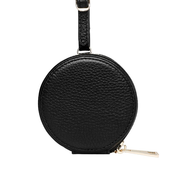 Leather Earphones Pouch Large - Black