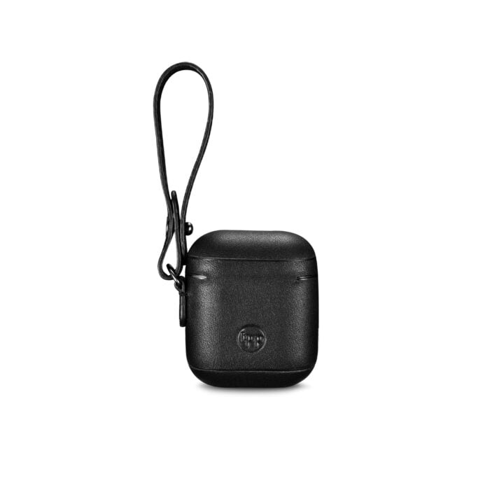 AirPods Leather Case with Strap- Black