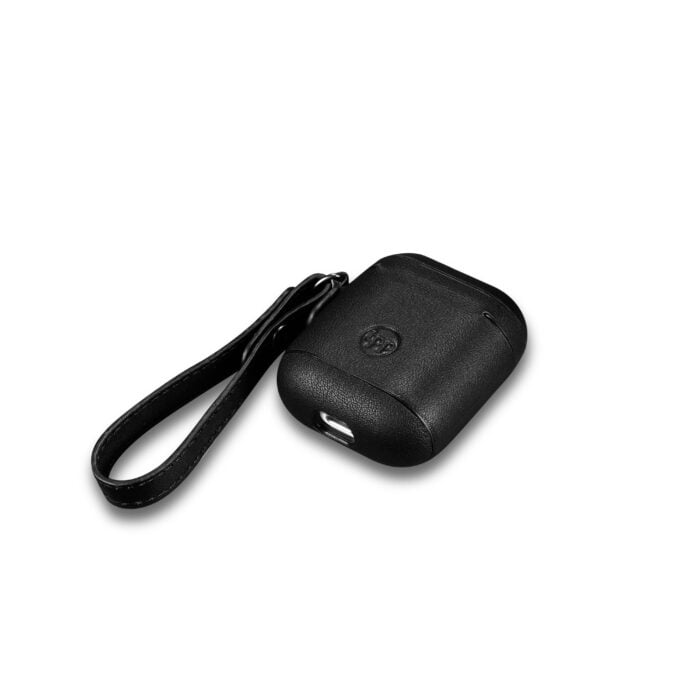 AirPods Leather Case with Strap- Black