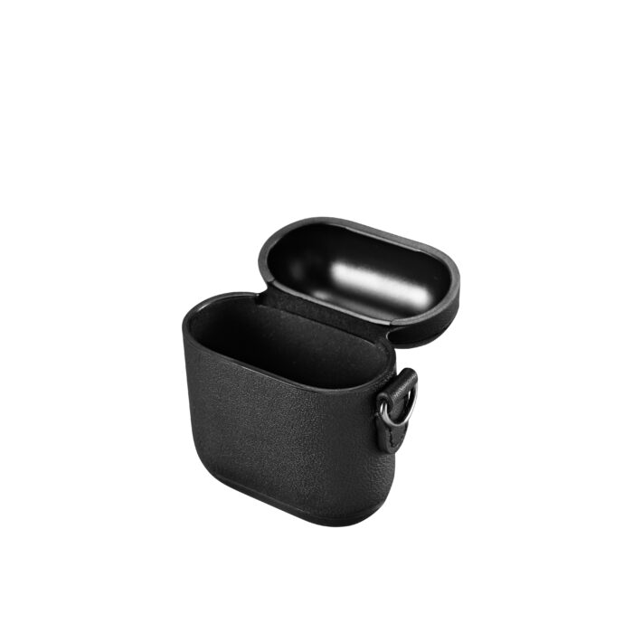 AirPods Leather Case with Strap- Black