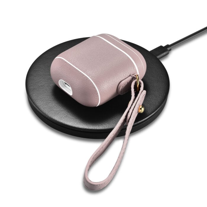 AirPods Leather Case with Strap- Blush Nude