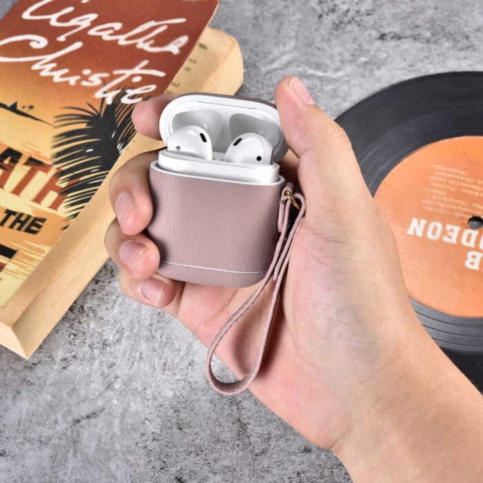 AirPods Leather Case with Strap- Blush Nude