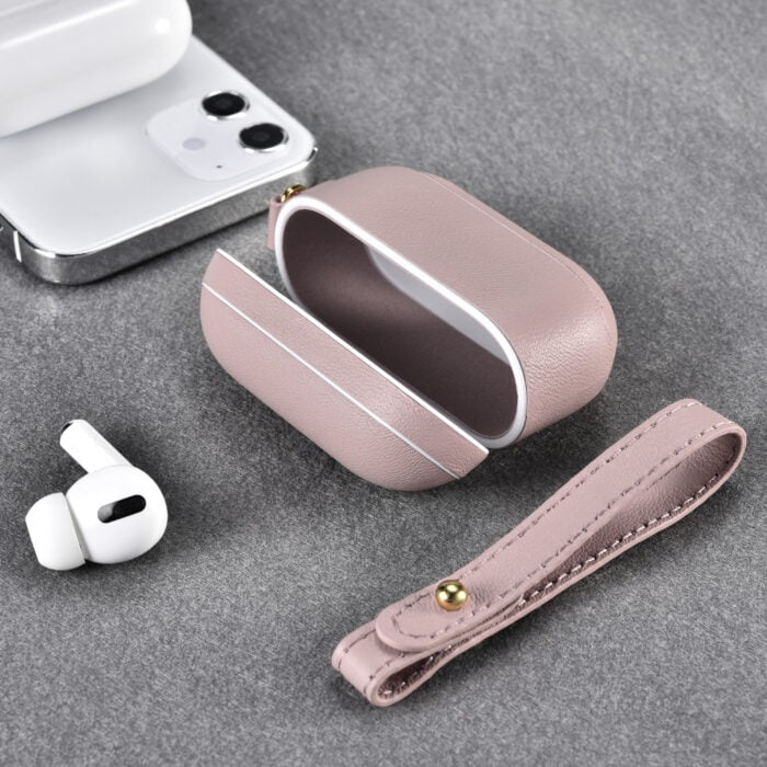 AirPods Pro Leather Case with Strap- Blush Nude