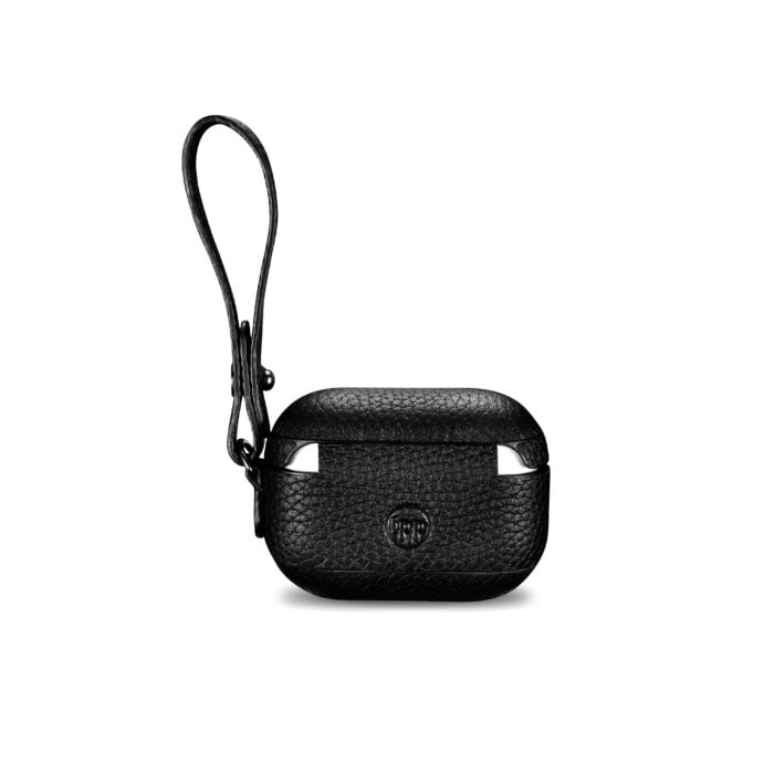 AirPods Pro Leather Case with Strap- Grain Black