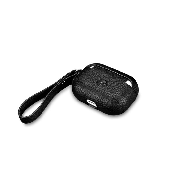 AirPods Pro Leather Case with Strap- Grain Black