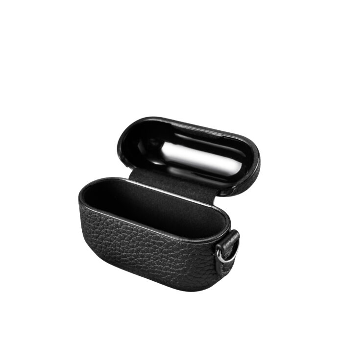 AirPods Pro Leather Case with Strap- Grain Black