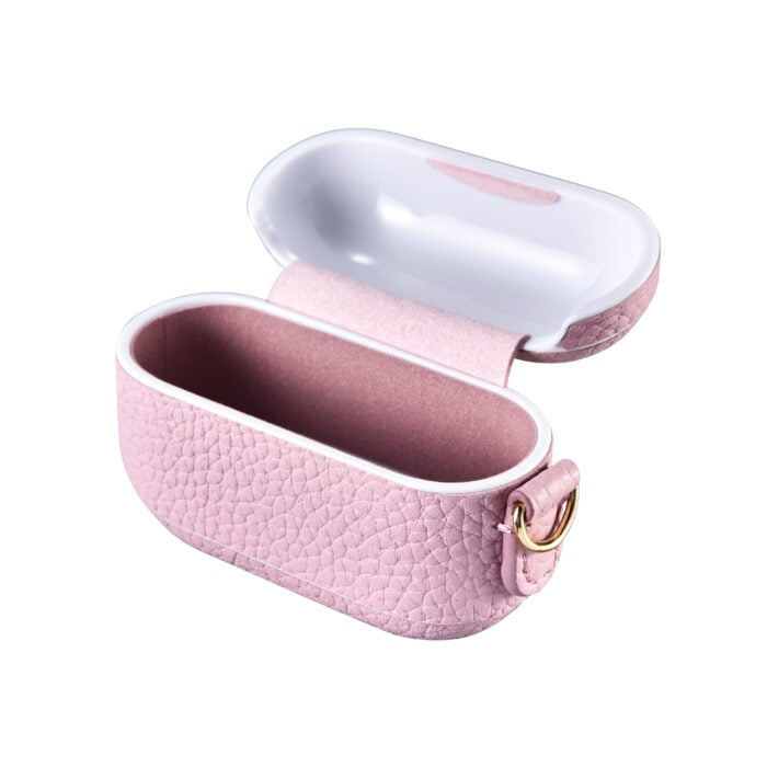 AirPods Pro Leather Case with Strap- Grain Pink